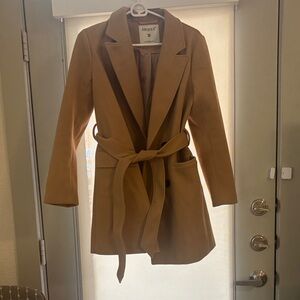 Allegra K Women's Camel Trench Coat with Belt